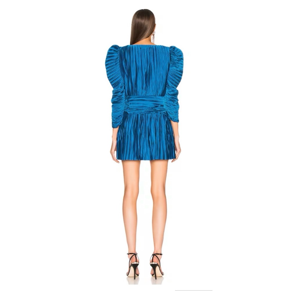 Retrofete Evelyn Puff Sleeve Wrap Accordion Long Sleeve Mini Dress - Picture 3 of 10